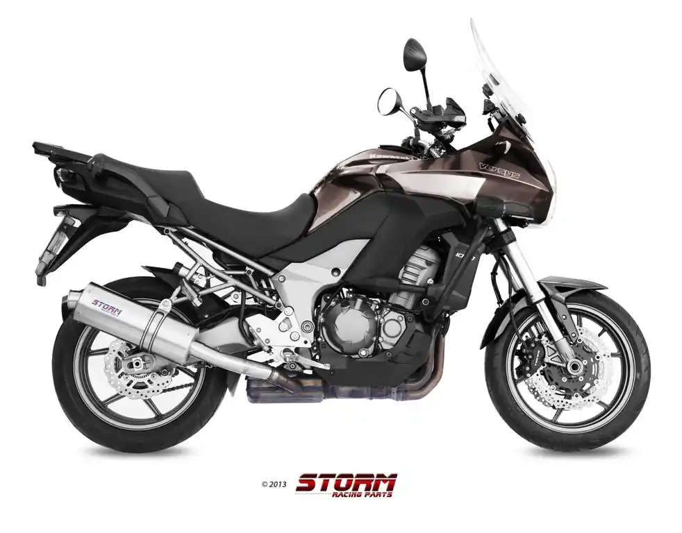 Preisknaller Auspuff Storm SLIP-ON oval Edelstahl mit ABE für Kawasaki KLZ Versys 1000 ccm Bj. 2012 - 2014