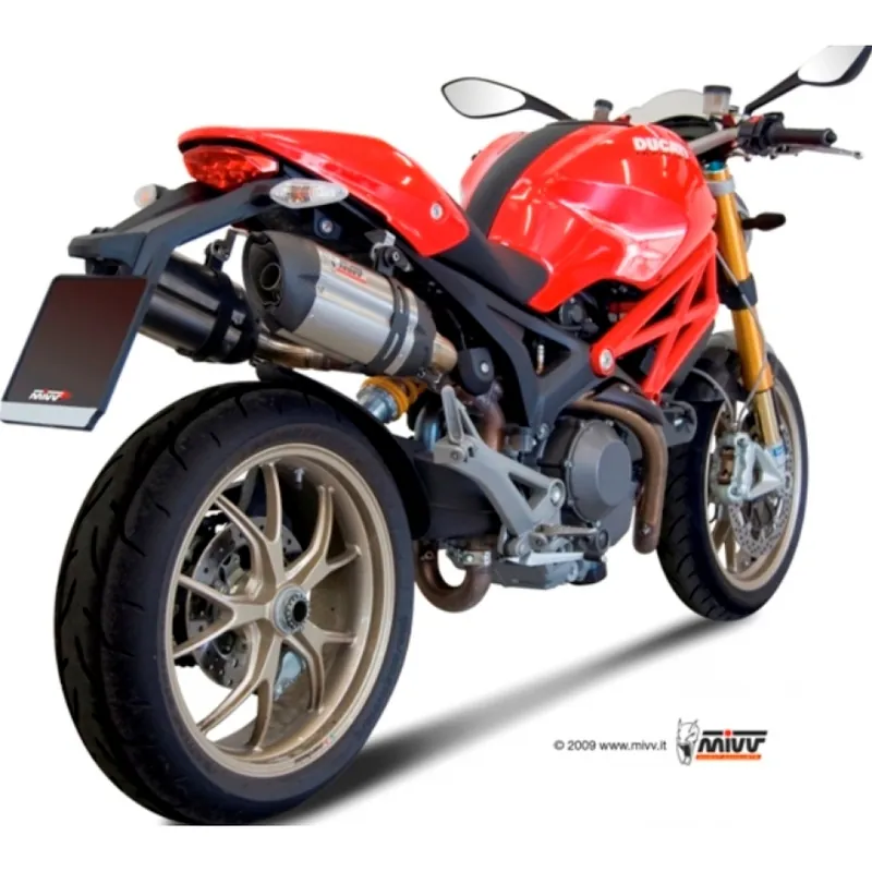Expressversand Auspuffanlage Mivv 2 SLIP-ON Titian mit Carbon Kappe Suono Sport für Ducati Monster / S ABS 796 / 1100 ccm Bj. 2009 - 2014