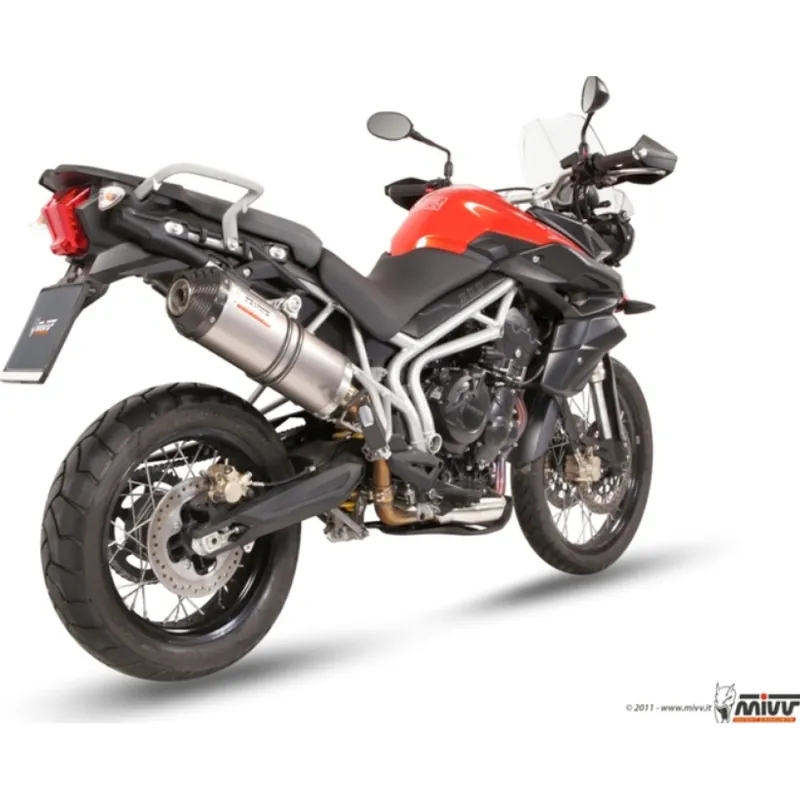 Auspuffanlage Mivv SLIP-ON Titan mit Carbon Kappe Oval Sport für Triumph Tiger XC ABS / XCA XRX 800 ccm Bj. 2011 - 2016 Beliebt