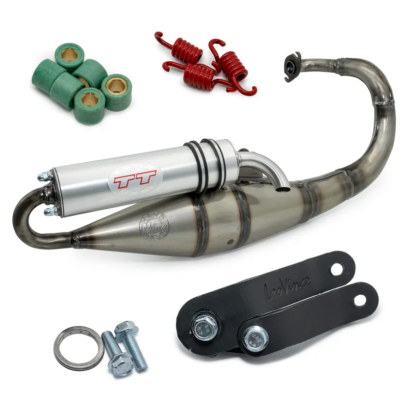 Preis Gesenkt Auspuffanlage komplett LeoVince HAND MADE TT mit Zulassung, Aluminium für Peugeot Speedfight 2 50 AC / LC / X-Fight 50 WRC LC Bj. 2002 - 2003