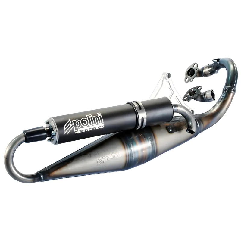 Echt Auspuff Polini Sport Scooter Team 3 für Peugeot liegend 50ccm