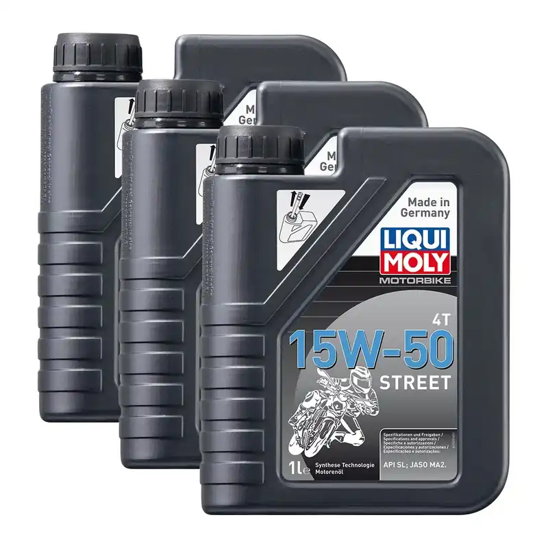 Nur Heute 3x Liqui Moly 2555 Motorbike 4T Street Motorrad Motoröl Engine Oil 15W-50 1L