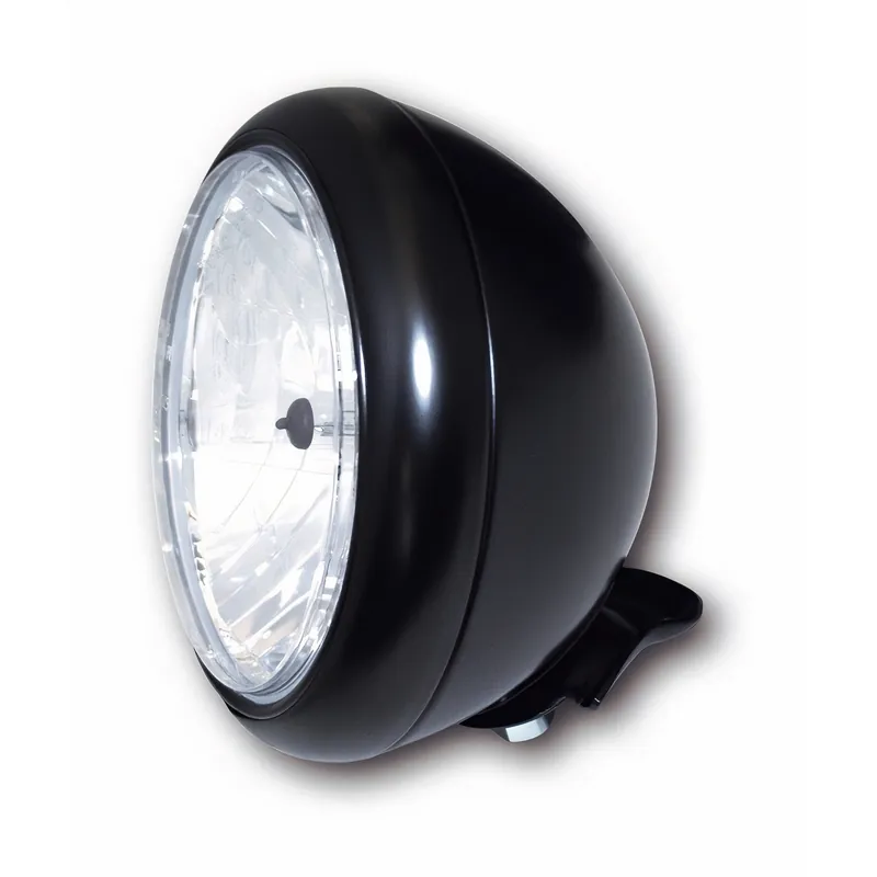 SHIN YO 7 Zoll HD-STYLE Scheinwerfer, klares Glas (Prismenreflektor), schwarz glänzend, Neue Ware