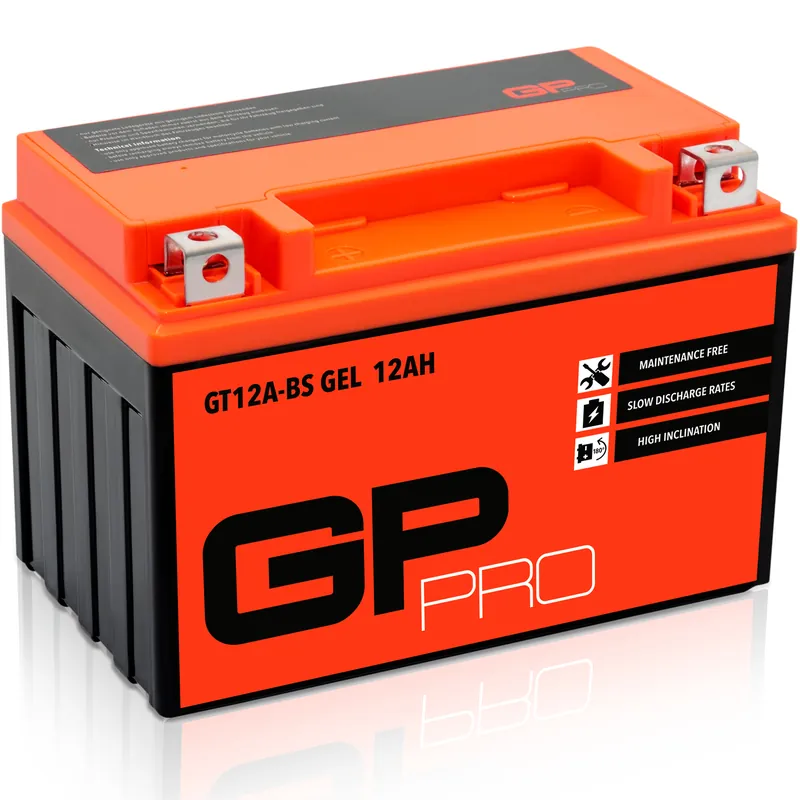 GP-PRO Gel-Batterie 12V 12Ah GT12A-BS Rollerbatterie / Motorradbatterie, wartungsfrei versiegelt vorgeladen ähnlich YT12A-BS / YTX12A-BS / YTZ12S / 51013 Direkt Vom Hersteller