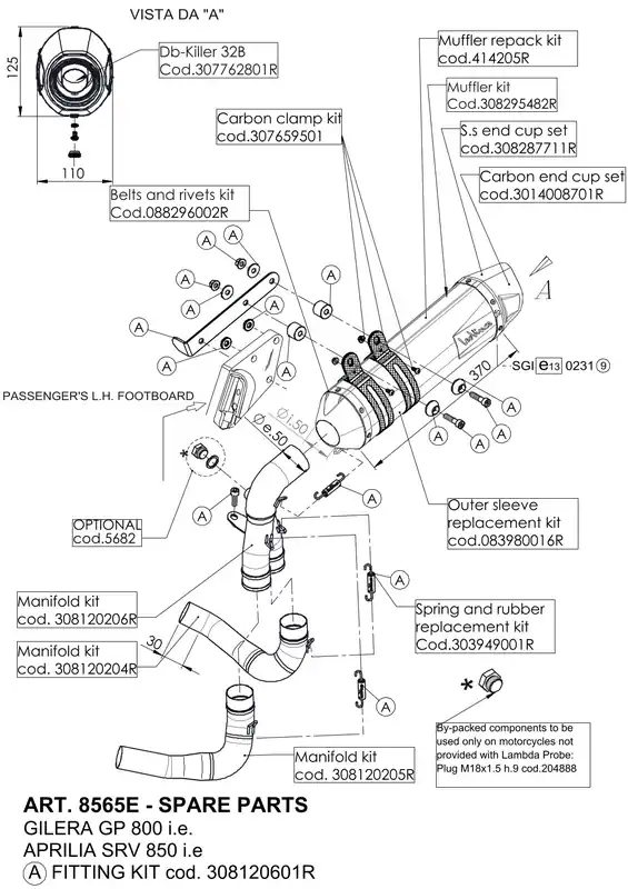 Direktkauf Schalldämpferhülle LeoVince Auspuff-Ersatzteil Hülle Endschalldämpfer, 370mm, rechts