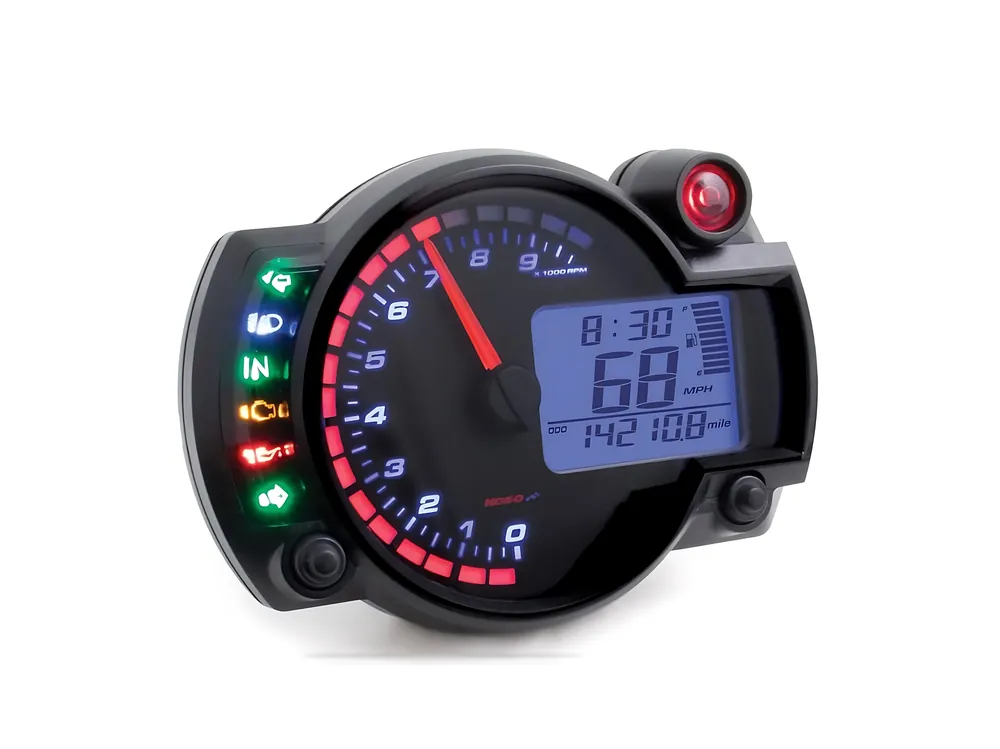 Tachometer KOSO Digital Cockpit RX2N+ GP Sytle Drehzahlmesser mit ABE max. 10000 RPM, schwarz / blaues Display universal für Motorrad, Roller, Quad, ATV Heißes Angebot