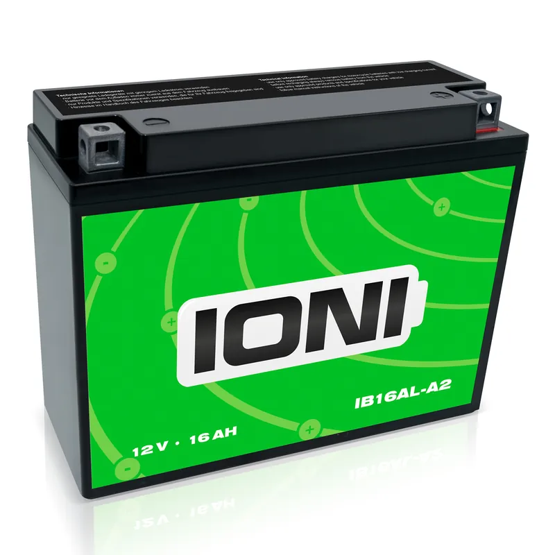 IONI AGM Batterie 12V 16Ah IB16AL-A2 Motorradbatterie, wartungsfrei versiegelt vorgeladen kompatibel mit YB16AL-A2 MG-16AL-A2 51616 Sonderangebot