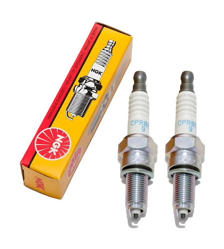 Zündkerzen Set NGK 2x CPR8EB-9 Zündkerze entstört, 19,0mm Langgewinde Ø 10,0mm, feste SAE-Anschlussmutter, 6607 Neu Im Sortiment