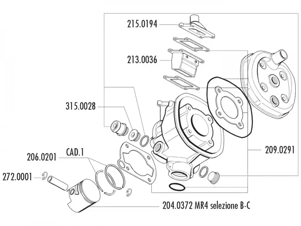 Sichere Zahlung Kolben Satz Polini 70ccm 47mm (B) für Malaguti Dune 50, Minarelli MR4