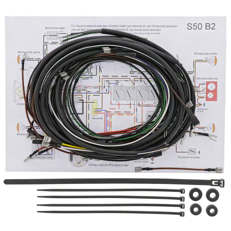 Simson Kabelbaumset S50 B2 6V-Elektronikzündung, inkl. Schaltplan Ausverkauf