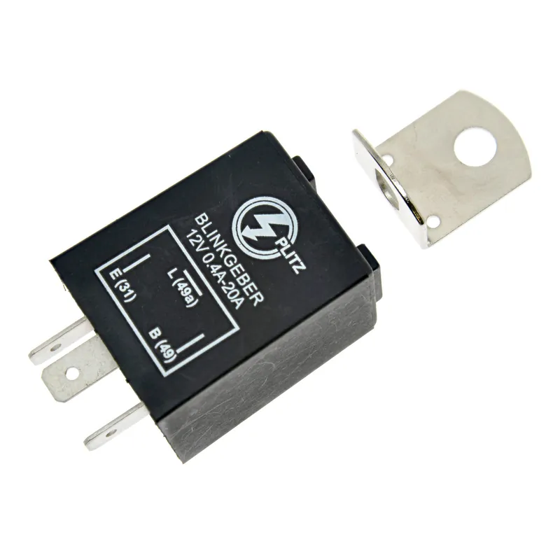 Neuheit Elektronischer Blinkgeber 12V - PLITZ - 3-poliger Anschluß (31, 49, 49a) mit Haltewinkel