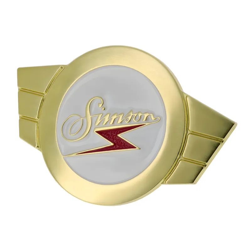Nur Heute Simson Alu-Warenzeichenplakette gold für Lenkerschale - KR51, SR4-2, -3, -4