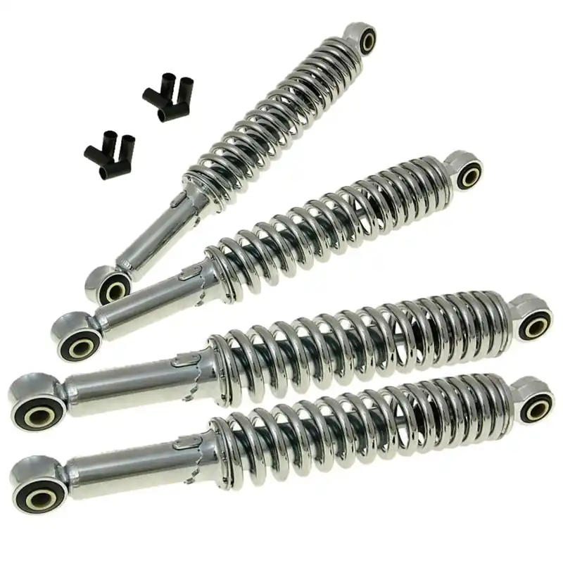 Stoßdämpfer Set 280mm + 260mm EXTREM Tieferlegung, Chrom verstellbar, 4 Stück für Simson Schwalbe KR51 Kracherpreis