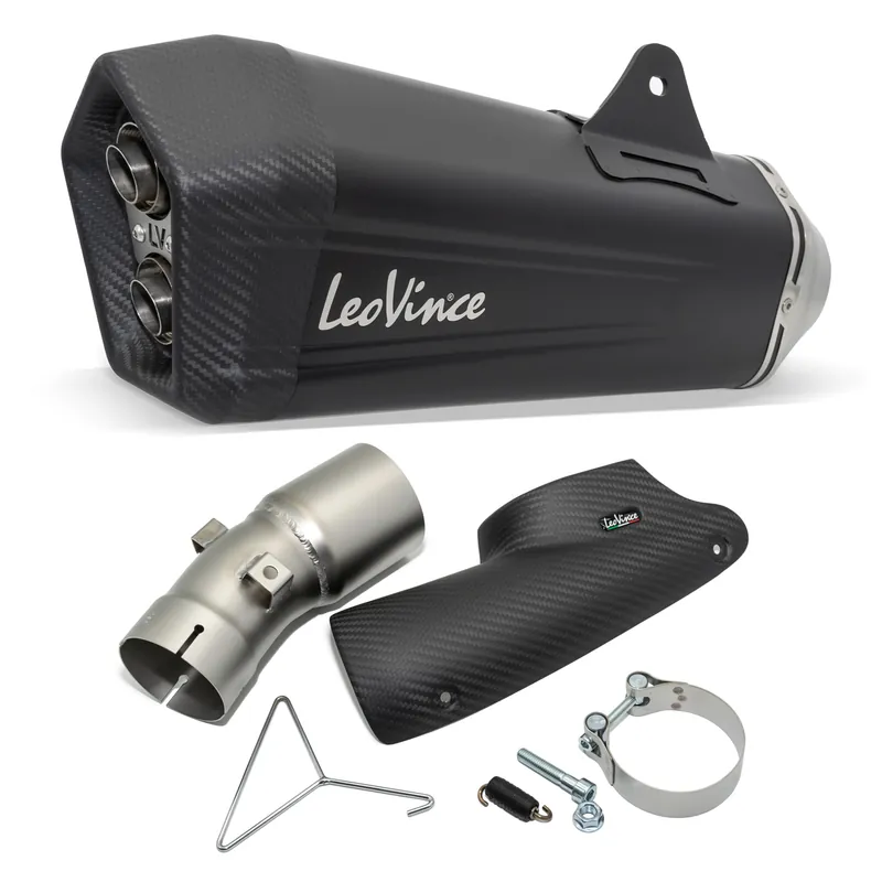 Endschalldämpfer LeoVince LV-12 Black Edition mit Zulassung, Edelstahl schwarz, Carbon Kappe & Hitzeschild für BMW R 1250 R / RS Bj. 2019 - 2024 E4 / E5 Solange Der Vorrat Reicht