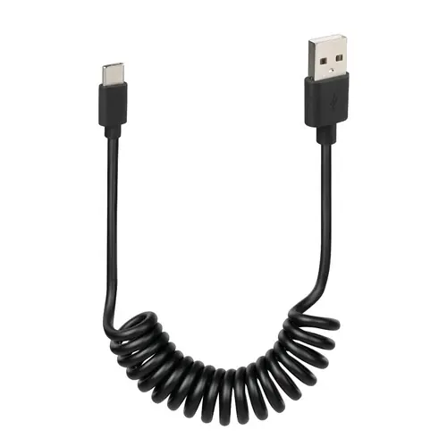 Abverkauf USB-Spiralkabel > USB Type-C - 100 cm - Schwarz