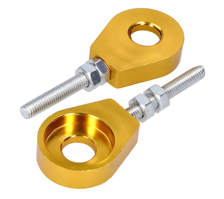 Radspanner / Kettenspanner Satz Aluminium gold eloxiert 12mm Direktkauf