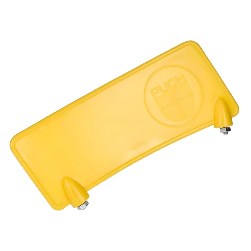 Schutzblechspoiler gelb mit " Puch-Logo " für Puch Maxi Mofa Markenware
