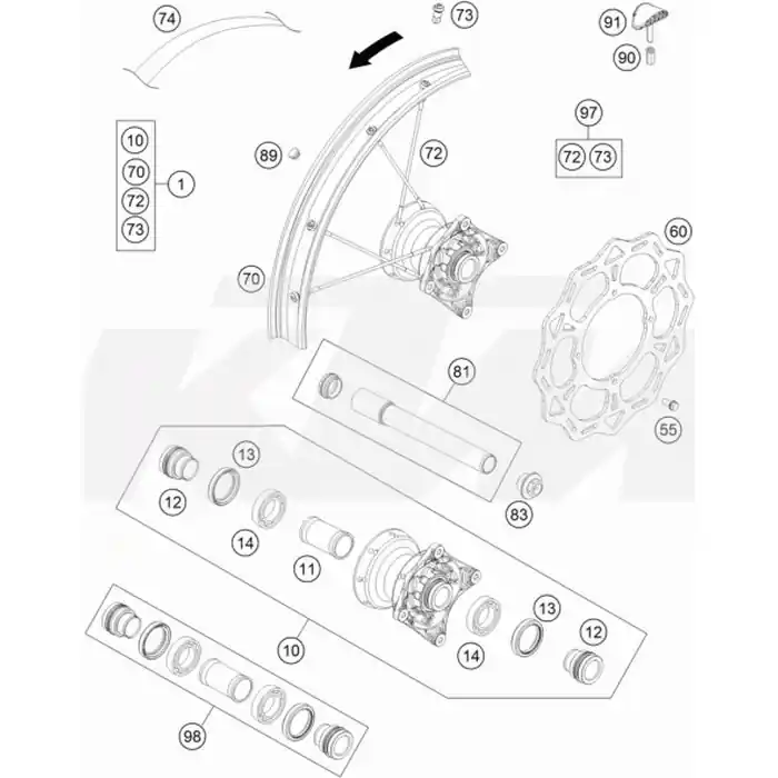 Preisreduziert Vorderrad kpl. 19‘‘ 85SX 2019