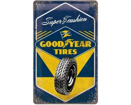 Reklameschild NOSTALGIC ART Goodyear - Super Cushion, 20x30cm, geprägtes Stahlblech, Blechtafel Aktuell