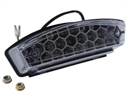 Saisonangebot Rücklicht LED Motorrad MONSTER, transparent, 165x65mm, universal