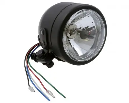 Sale Scheinwerfer H4 Fernlicht schwarz, 90mm, mit unterer Befestigung, Motorrad