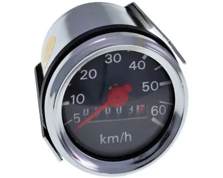 Tachometer universal 60km/h 48mm schwarzes Tachoblatt für Lohner Sissi, Hobby, Ponny, Simson, Hercules Mofa, Moped Saisonangebot