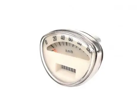 Sofort Bestellen Tachometer OEM QUALITÄT 100km/h, weisses Zifferblatt, blaue Ziffern kompatibel für Vespa SS90 Ersatz Roller Vespa Geschwindigkeitsanzeige Tacho