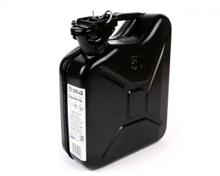 Ausverkauf Benzinkanister FA ITALIA 5L Metall schwarz für Gepäckträger Vespa Largeframe Sprint, Rally, TS, GT, GTR, PX (vorne)