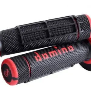 Lenkergriffe Domino Cross Dual Color schwarz / rot, 22/24mm, kompatibel für Roller, Motorrad, Moped, Mofa, Universal Sale
