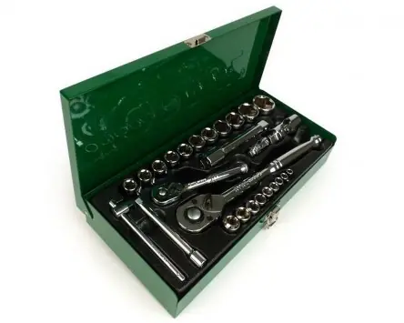 Aktuell Steckschlüsselsatz (Ratschekasten) TOPTUL 27-teilig, 1/4 und 1/2 Zoll, 5mm-27mm Werkzeug kompatibel für Roller Moped Motorrad Vespa Lambretta Universa
