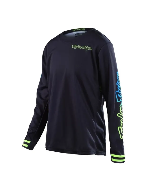Schneller Versand Crossshirt Youth Troy Lee Design GP Mono schwarz - Gelb - cyan