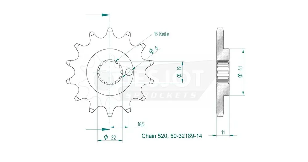 Neue Kollektion Esjot Ritzel 520 14 Zähne