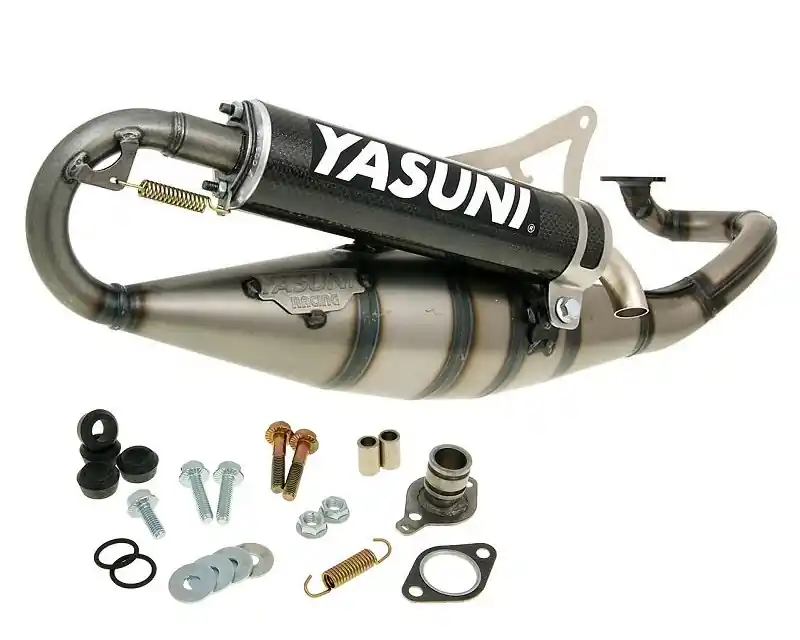 Rabatt Auspuff Yasuni Scooter R BLACK Carbon Aprilia Yamaha Minarelli liegend