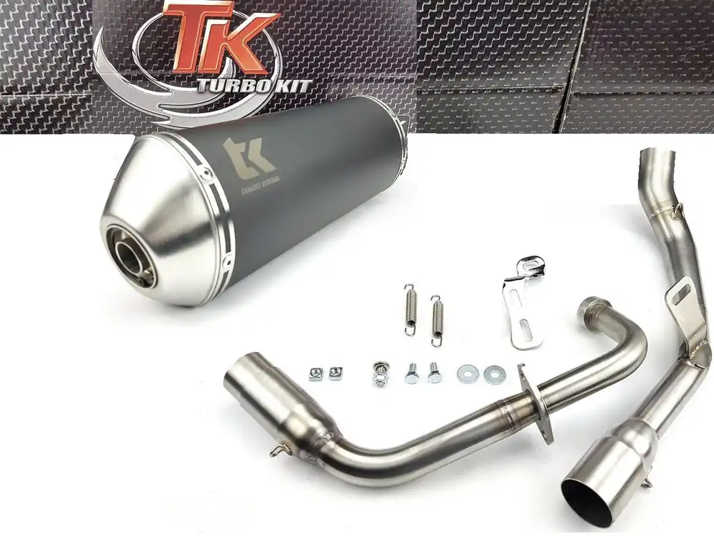 Expressversand Turbo Kit Edelstahl Sportauspuff Rieju Tango 125 AC 4T rechts 07-20