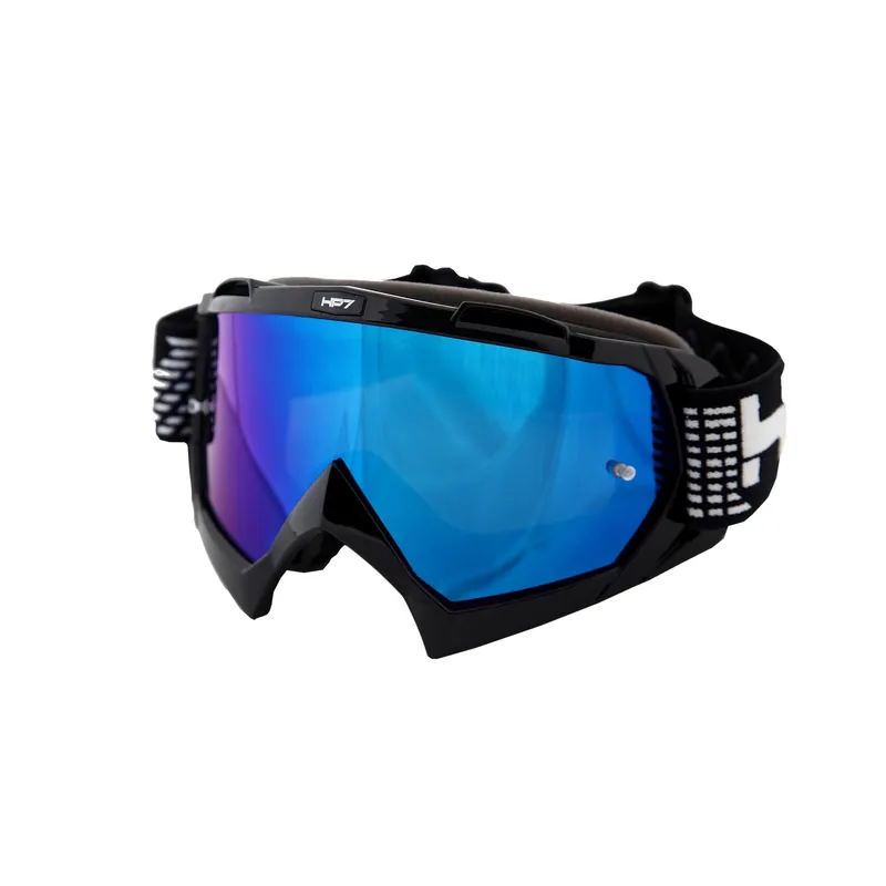 HP7 MX Enduro Brille Crossbrille Schwarz blau verspiegelt Motocross Downhill BMX Aktuell