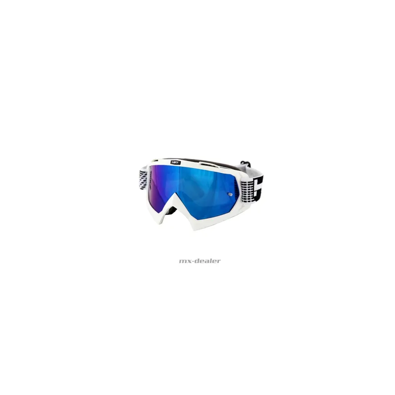 HP7 MX Enduro Brille Crossbrille Weiß blau verspiegelt Motocross Downhill BMX Saisonangebot