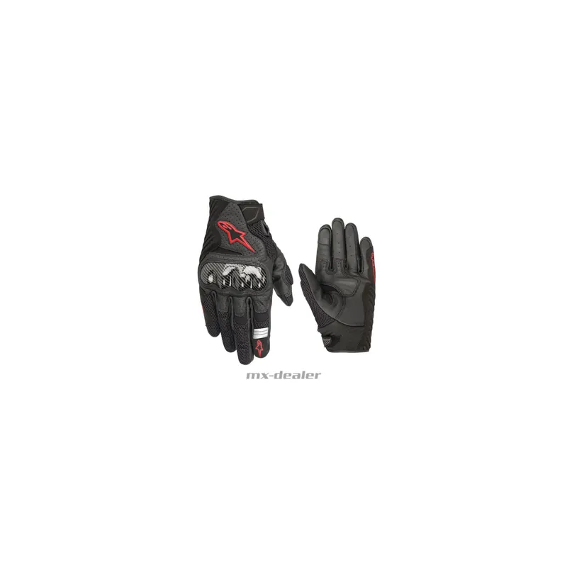 Alpinestars SMX 1 Air V2 Schwarz Rot Handschuhe Supermoto Road Sport Touring Knallerangebot