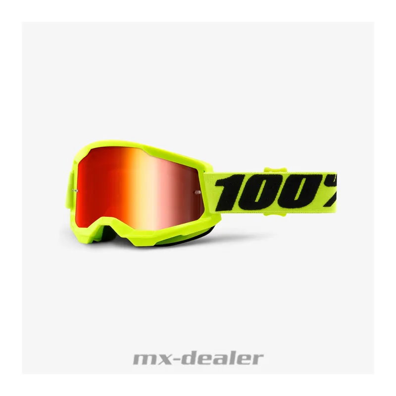 Neu 100 % Crossbrille Strata2 Fluo Gelb Neon Motocross Enduro Downhill MTB BMX DH verspiegelt