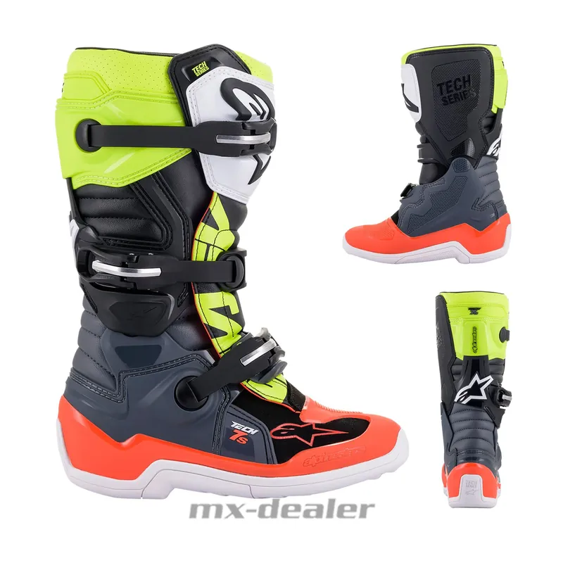 Neuheit Alpinestars Kinder Tech 7S Motocross Stiefel Grau Fluo Stiefel Motocross MX US 7 / EU 40,5