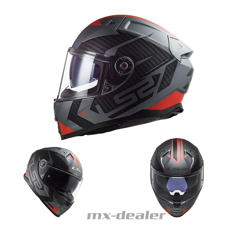 LS2 FF811 Vector II Splitter Matt Titanium Rot Motorradhelm Integralhelm Sonnenblende M (57-58cm) Saisonangebot