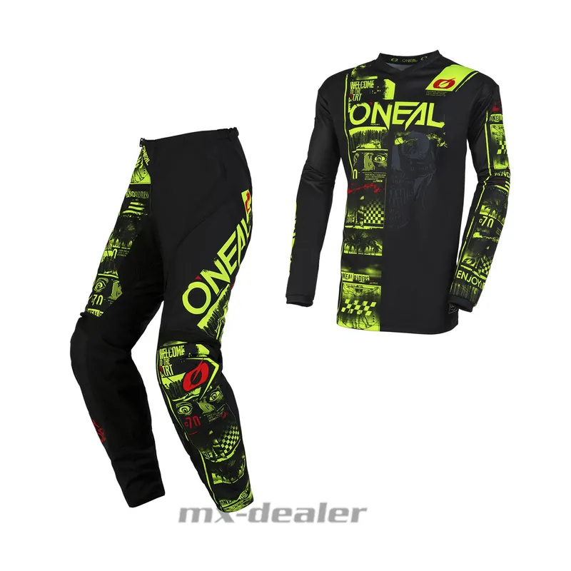 Sonderaktion O‘Neal Element V.23 Attack Schwarz Neon Cross Hose Jersey MX Motocross Enduro Combo US 32 / EU 48 M