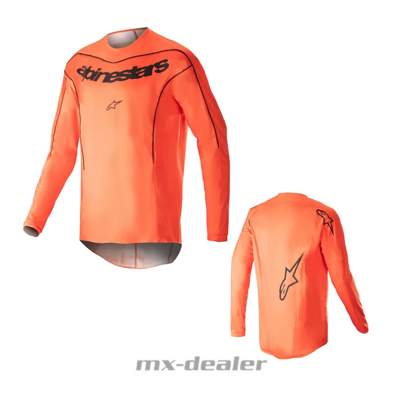 Super-Preis Alpinestars Fluid Lurv Hot Orange Schwarz 2023 MX Motocross Cross Jersey Shirt MTB Enduro L