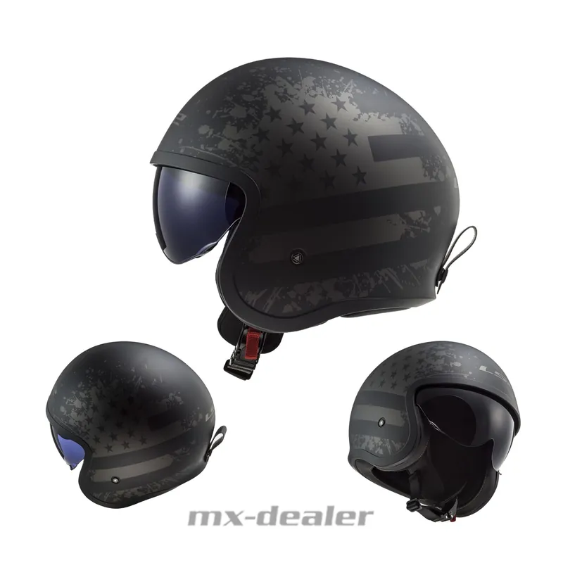 Aktuell LS2 OF599 Spitfire II Black Flag Matt Motorrad Helm Jethelm Sonnenblende Urban XXL (63-64cm)