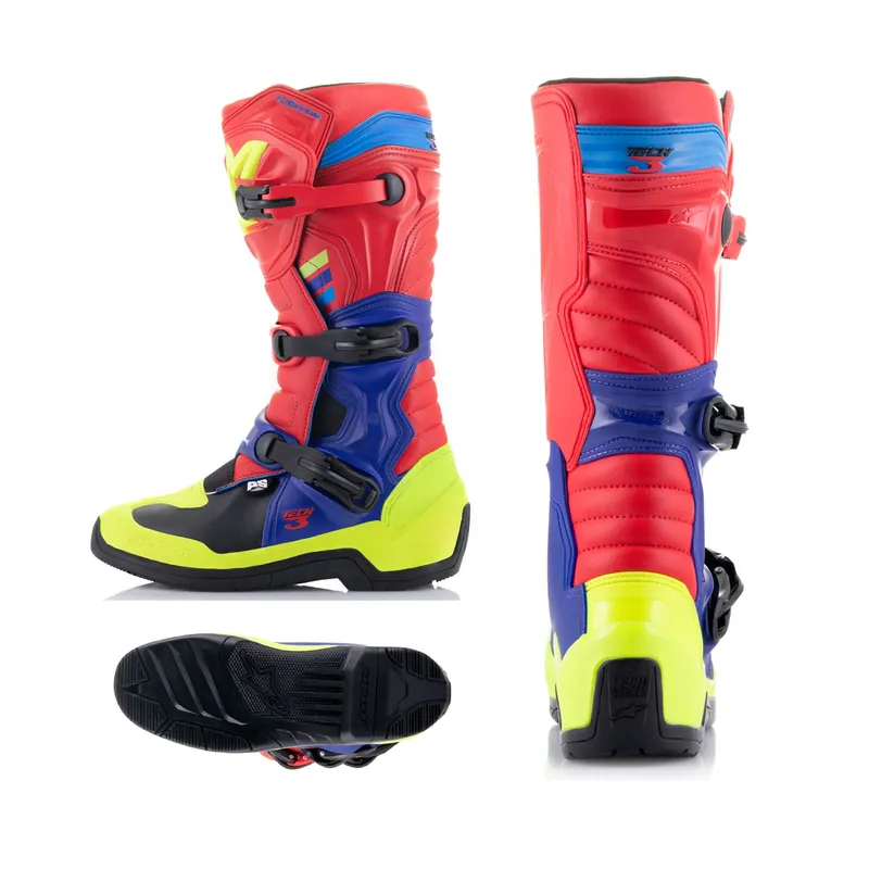 Alpinestars Tech 3 MX Stiefel Rot Blau Gelb motocross Enduro Cross US 12 / EU 47 Garantierte Lieferung