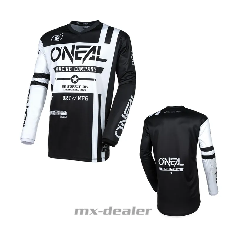 O‘Neal Element Warhawk Schwarz Weiß Jersey Trikot MX Motocross MTB Enduro Preis Gesenkt