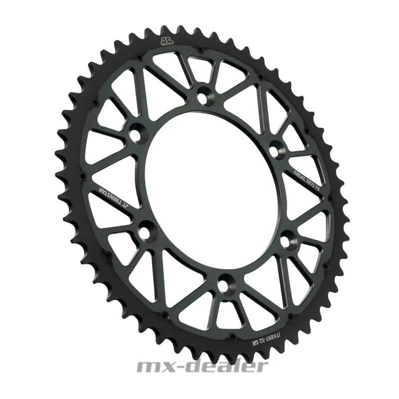 Online Kaufen JT Sprockets Twinstar Dual Stahl Alu Kettenrad Honda Schwarz Grau CR CRF 125 250 450 MX