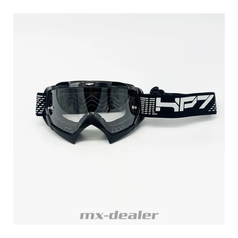 HP7 MX Enduro Brille Crossbrille Schwarz Gelb Weiß klar Motocross Downhill BMX Schwarz Preisknaller