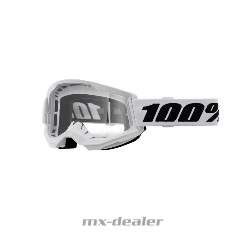 100 % Crossbrille Strata2 White Weiß Gruppe Motocross Enduro Downhill MTB BMX DH klar Neue Ware