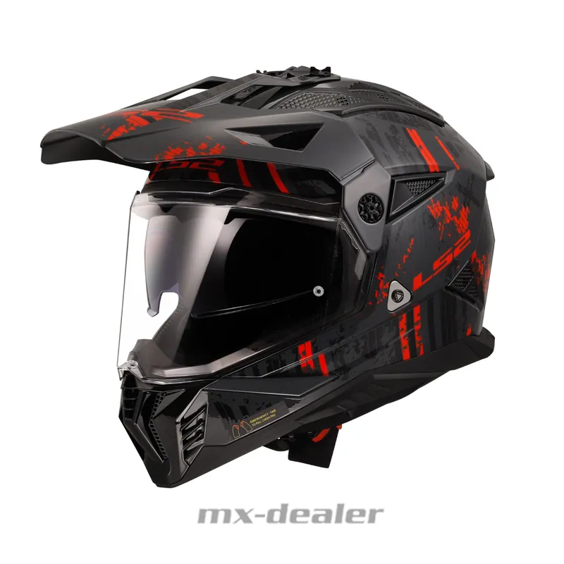Meistverkauft LS2 MX 702 Pioneer 2 Crazy Matt Schwarz Rot Dualsport Enduro Helm Crosshelm S (55-56cm)