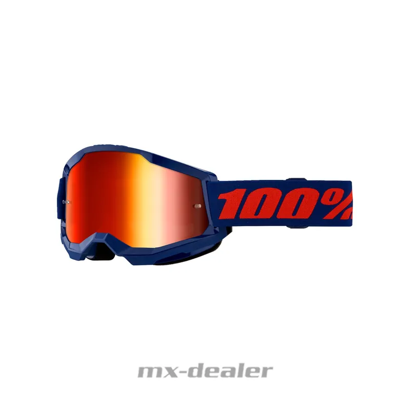 100 % Crossbrille Strata2 Navy verspiegelt Motocross Enduro Downhill MTB BMX DH Neue Ware